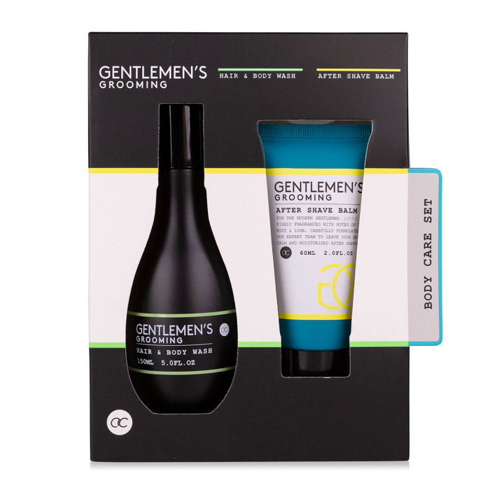 Set cadou barbati, gel de dus, balsam after shave, Bath set GENTLEMEN'S GROOMING in paper gift box, incl. 150ml hair body wash, 60ml after shave balm, fragrance: Cool Mint Lime, col. black/white/m [2]