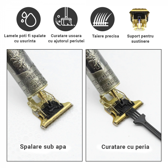 Masina de tuns Karemi, cu acumulator, trimmer, incarcare USB, 5 W, negru [3]