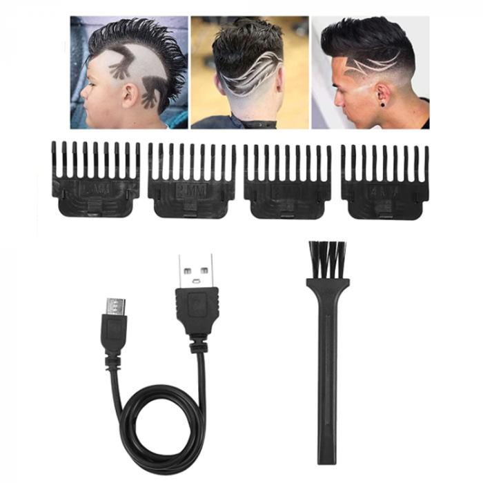 Masina de tuns Karemi, cu acumulator, trimmer, incarcare USB, 5 W, negru [5]