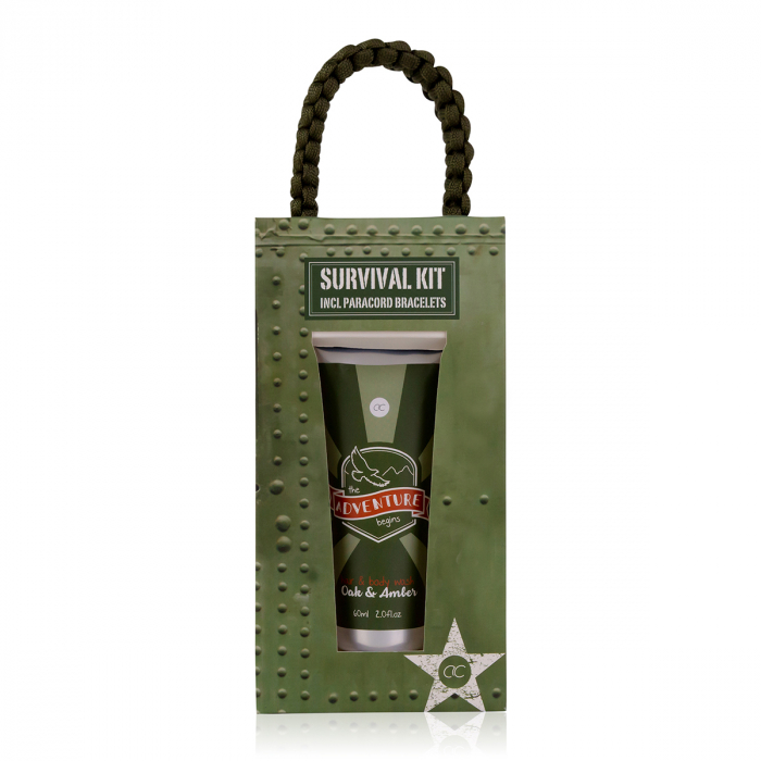 Set cadou barbati, gel de dus, bratara, Bath set ADVENTURE COLLECTION in paper gift box, incl. 60ml hair body wash, paracord survival bracelet (total length: ca 3 meters), fragrance: Oak Amber, co [3]