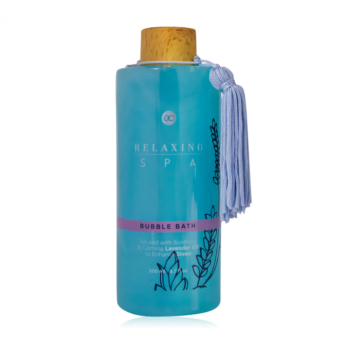 spumant, 200ml bubble bath RELAXING SPA in bottle with tassel, infused with Lavender Oil, fragrance: Lavender Chamomile, col. blue/lilac, PU 6/24, set cadou craciun [3]