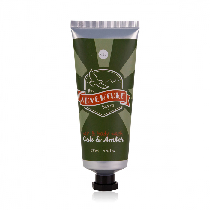 Set cadou barbati, gel de dus, 100ml hair body wash ADVENTURE COLLECTION in tube, fragrance: Oak Amber, col. green/orange, PU 6 in display / 24 in export carton, set cadou craciun [2]