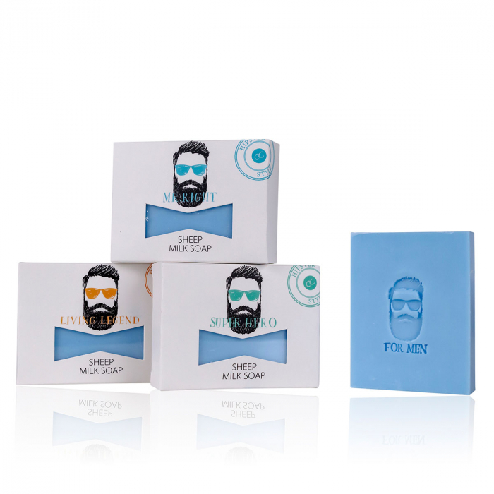 Set cadou barbati, sapun, 100g sheep milk soap SANTA CO in gift box, 3 designs sorted, fragrance: herbs ex, col. white, PU 9, set cadou craciun [1]