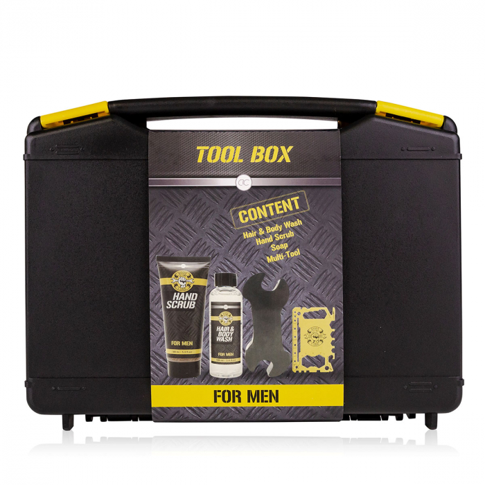 Set cadou barbati, gel de dus, scrub, sapun, perie, Bath set BATH BODY TOOLS in tool box, incl. 100ml hair body wash, 100ml hand scrub for dirty hands, 120g wrench soap, multi tool, fragrance: Mus [3]