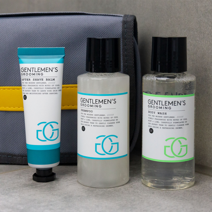 Set cadou barbati, gel de dus, sampon, balsam after shave, burete, Travel set GENTLEMEN'S GROOMING in hangable wash bag, incl. 100ml body wash, 100ml shampoo, 30ml after shave balm, 15g net sponge, fr [1]