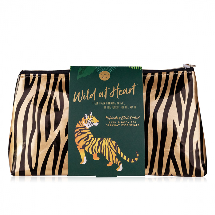 Set cadou femei, crema de maini, scrub, Hand care set WILD AT HEART in cosmetic bag, incl. 60ml hand nail cream, 60ml hand scrub, fragrance: Patchouli Black Orchid, col. green/gold/black, PU 6/24, [3]