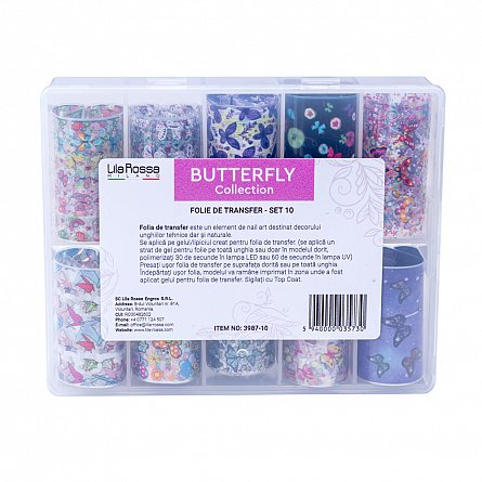 Folie de transfer pentru unghii Lila Rossa Butterfly Collection set 10 buc [3]
