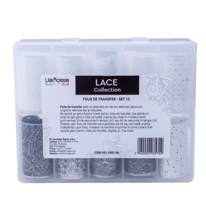 Folie de transfer pentru unghii Lila Rossa Lace Collection set 10 buc [3]