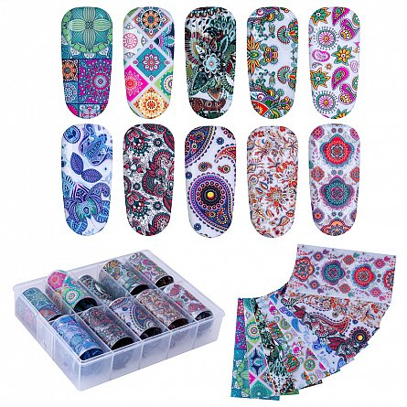 Folie de transfer pentru unghii Lila Rossa Mandalla Collection set 10 buc [2]