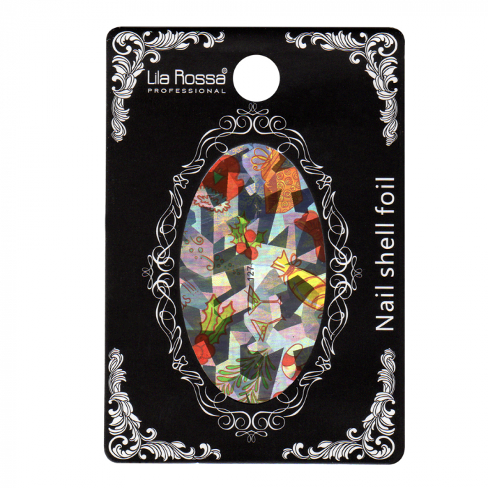 Folie decor unghii, Lila Rossa, cu adeziv, holografica, 127 [1]