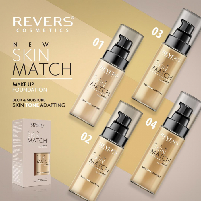 Fond de ten matifiant New Skin Match, cu adaptare la nuanta pielii, Revers, 04, 30ml [2]