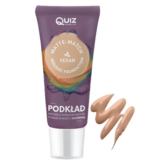 Fond de ten spuma Matte-Match Mousse Beige, Quiz Cosmetics nr 02, cu adaptare la nuanta tenului, 30ml [1]