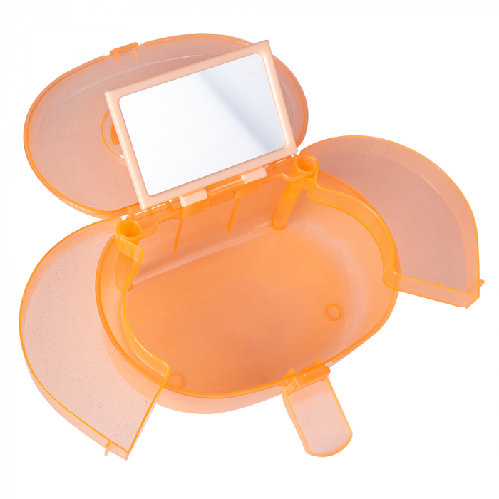 Geanta din plastic pentru cosmetice, Lila Rossa, cu oglinda, portocalie [3]