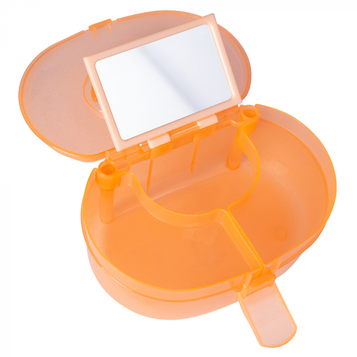Geanta din plastic pentru cosmetice, Lila Rossa, cu oglinda, portocalie [2]