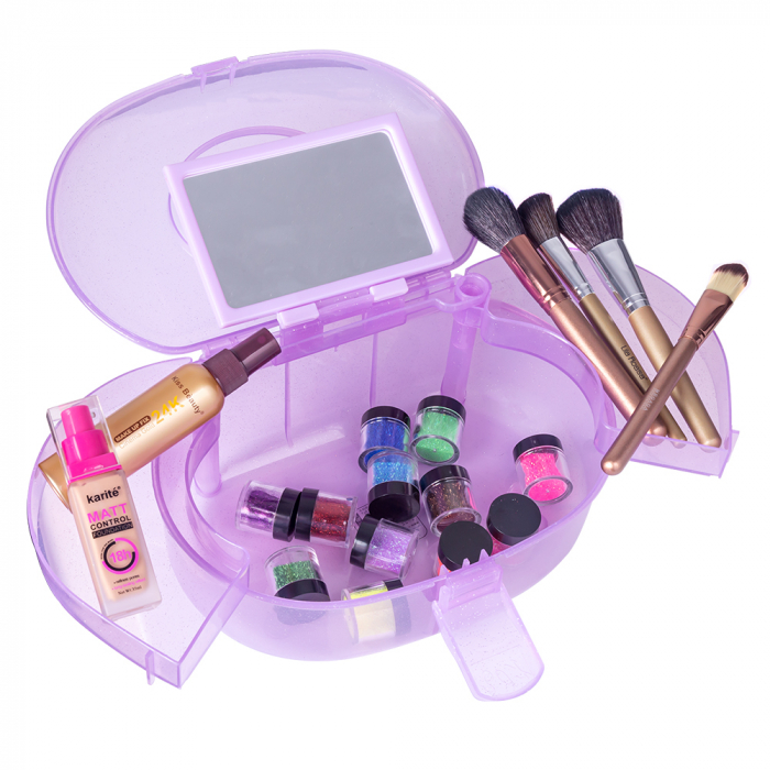 Geanta din plastic pentru cosmetice, Lila Rossa, cu oglinda, violet [4]