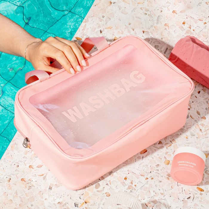 Gentuta cosmetica impermeabila, pentru femei, WashBag Top Choice 99328, roz [4]
