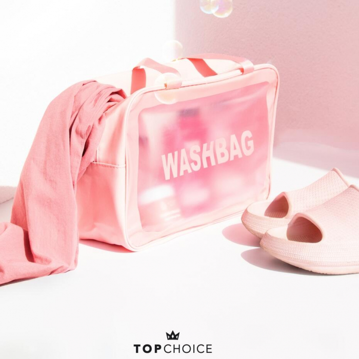 Gentuta cosmetica impermeabila, pentru femei, WashBag Top Choice 99328, roz [3]