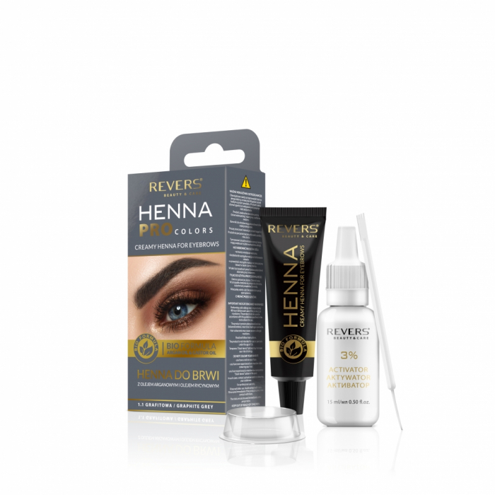 Vopsea gene si sprancene Revers Henna Pro Colors 1.1 gri [2]