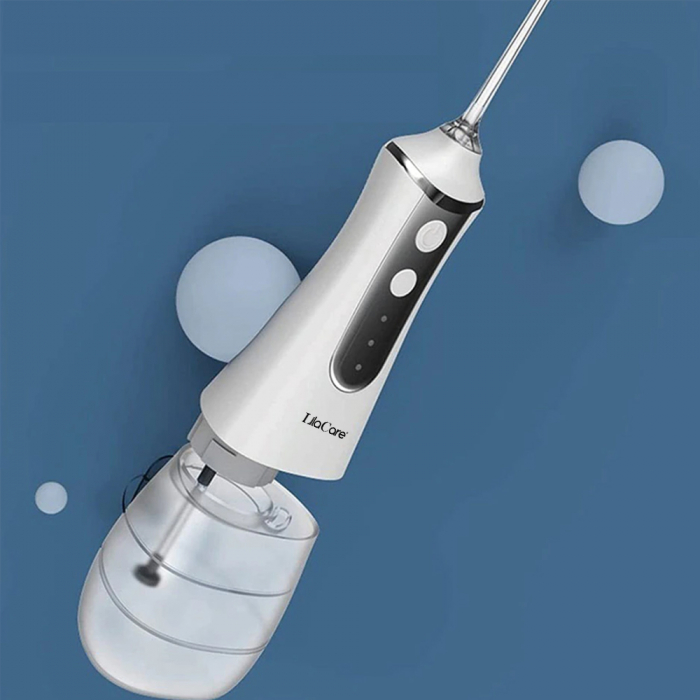 Irigator bucal profesional, dus bucal, Lila Care, Ultra-Portabil, 5 Capete Curatare, rezervor 350 ml, alb [3]