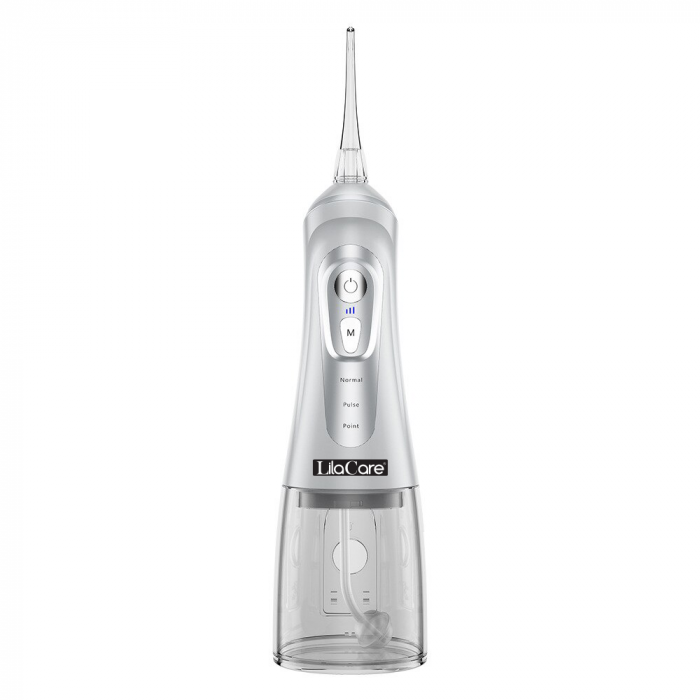 Irigator oral Lila Care, portabil, USB, jet de apa dentar, 3 moduri, rezervor de apa impermeabil dinti, 4 capete inlocuibile, 320 ml, Alb [3]