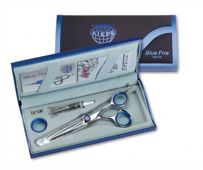 Kiepe Professional Foarfeca profesionala de tuns dreapta pentru stangaci 5.5 inci Blue Fire Left [2]