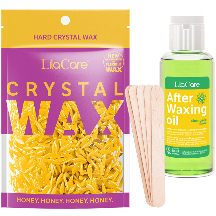 Kit epilare ceara granule Miere cu aparat de epilat cu ceara, ulei dupa epilat, spatule ceara, incalzitor ceara Lila Care [3]