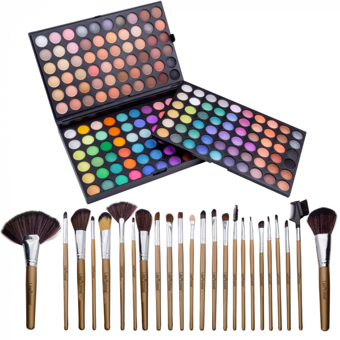 Kit makeup Fashion Icon cu 180 de farduri si set 24 pensule cu husa [8]