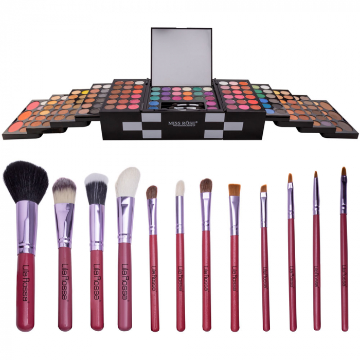 Kit makeup Glam Girl trusa cu 148 farduri si set 12 pensule cu husa [8]