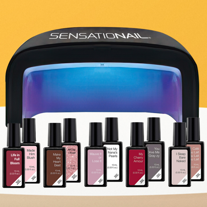 Kit oja semipermanenta 10 buc + lampa led/uv unghii + set nail art Sensationail [3]