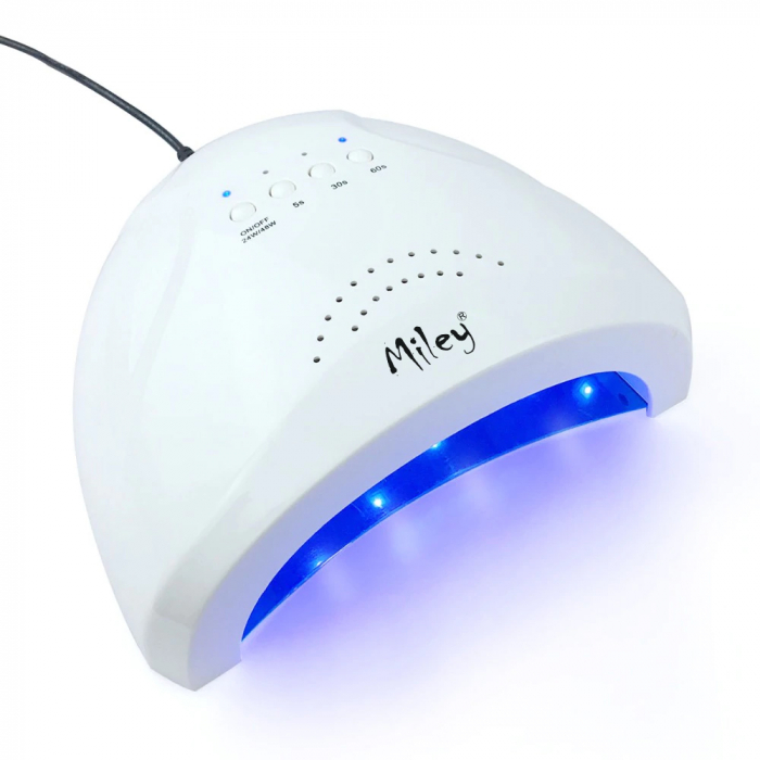 Kit oja semipermanenta Lila Rossa, Gelack Cool  Gelack, lampa uv led Miley SunOne 48 W + 8 oje Gelack + baza + top [13]
