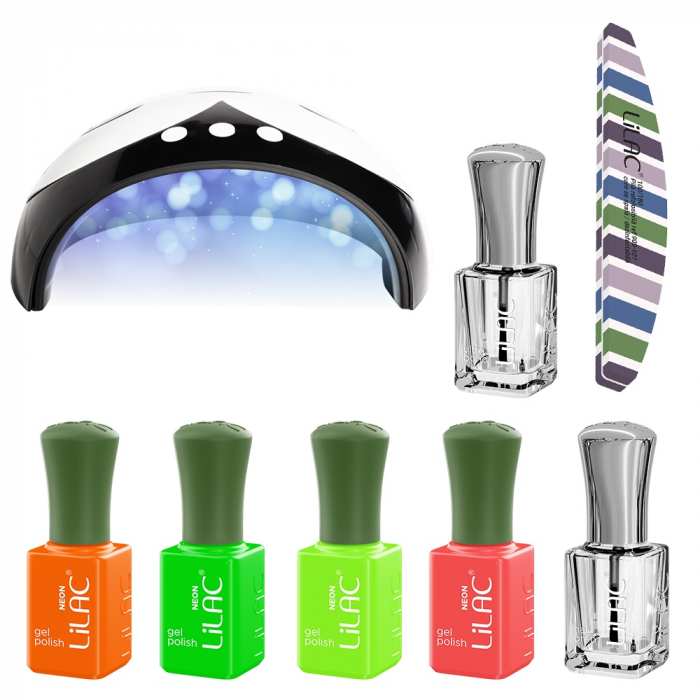 kit unghii cu Oja Semipermanenta Lilac Neon 1 Hema Free [1]