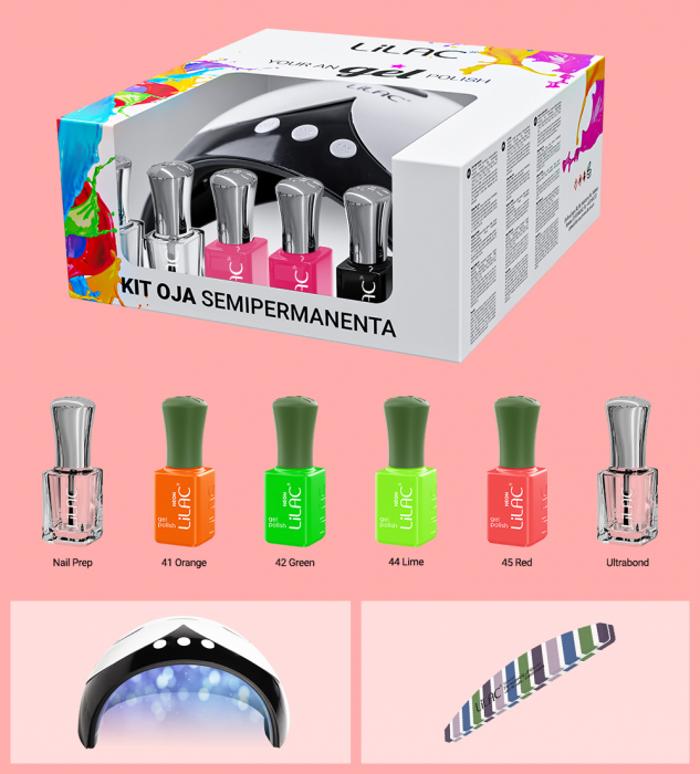 kit unghii cu Oja Semipermanenta Lilac Neon 1 Hema Free [4]