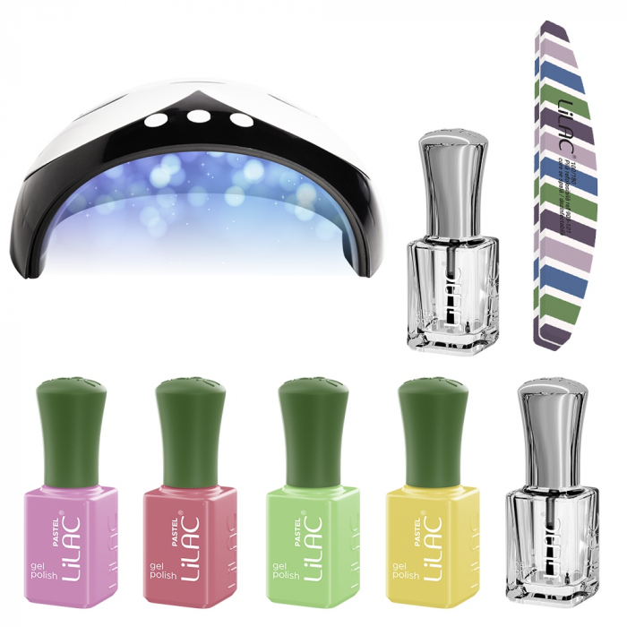 kit unghii cu Oja Semipermanenta Lilac Pastel 1 Hema Free [1]