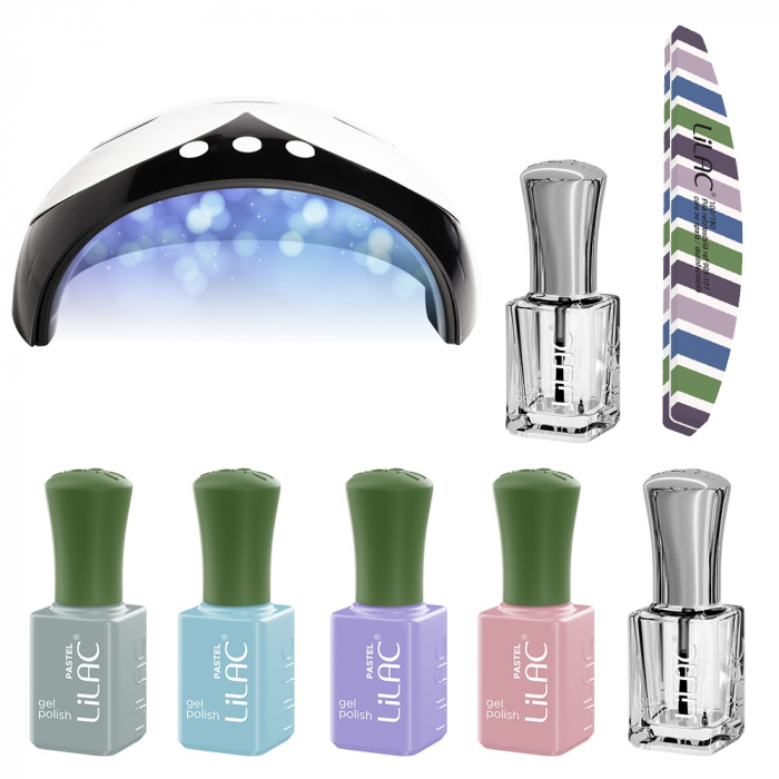 kit unghii cu Oja Semipermanenta Lilac Pastel 2 Hema Free [1]