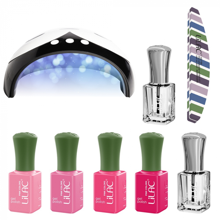 kit unghii cu Oja Semipermanenta Lilac Pink 1 Hema Free [1]
