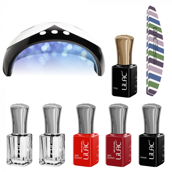 kit unghii cu Oja Semipermanenta Lilac Red 030-03 [1]