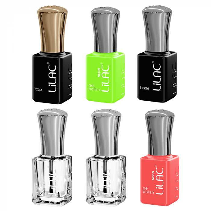 Kit oja semipermanenta Lilac Start Neon Colors, 6 oje, lampa 36 W si pila unghii [5]