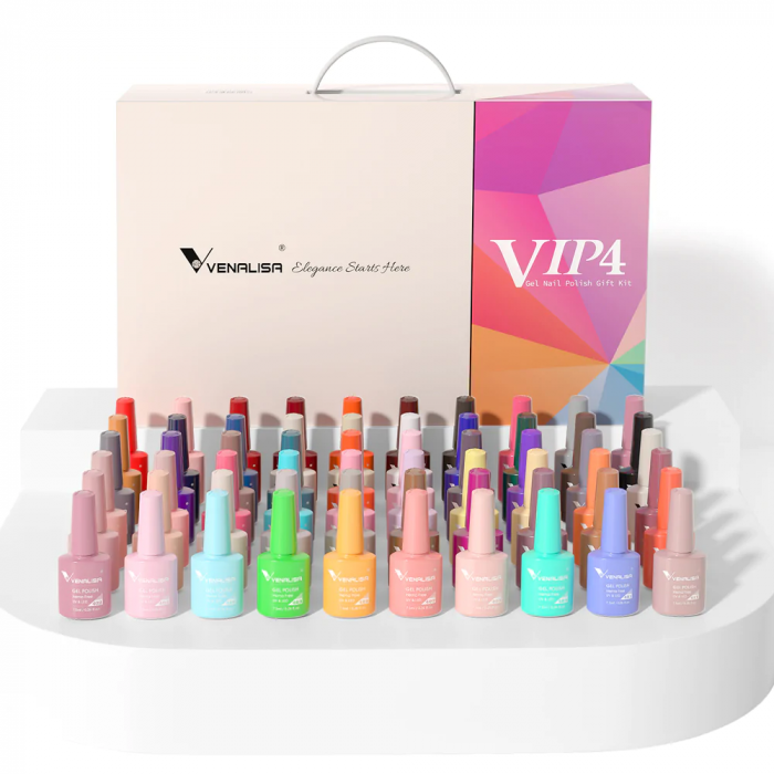 Kit oja semipermanenta Venalisa VIP 4, 60 culori, +Primer+ Base Coat + 3x Top Coat+ catalog culori [2]