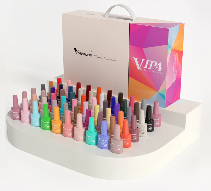 Kit oja semipermanenta Venalisa VIP 4, 60 culori, +Primer+ Base Coat + 3x Top Coat+ catalog culori [6]