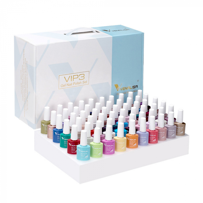 Kit oja semipermanenta VIP 3 Venalisa, 60 culori, Primer, Top Coat Mat, Top Coat, Base Coat, Tempered No-Wipe Top Coat, Catalog culori [2]