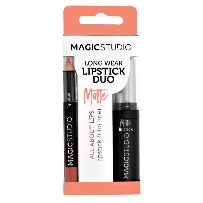 Kit Perfect Lips, Ruj de buze mat si creion pentru contur asortat, Set de 24 Buc, Magic Studio [2]