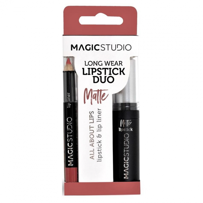 Kit Perfect Lips, Ruj de buze mat si creion pentru contur asortat, Set de 24 Buc, Magic Studio [3]