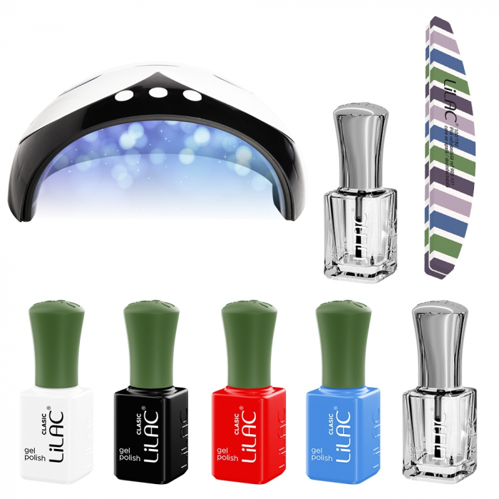 kit unghii cu Oja Semipermanenta Lilac Basic 1 Hema Free [1]