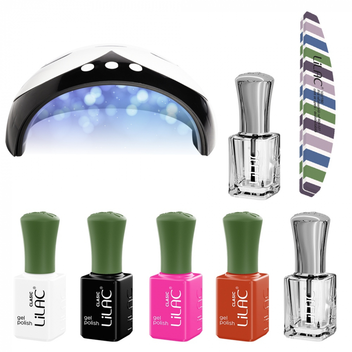 kit unghii cu Oja Semipermanenta Lilac Basic 2 Hema Free [1]