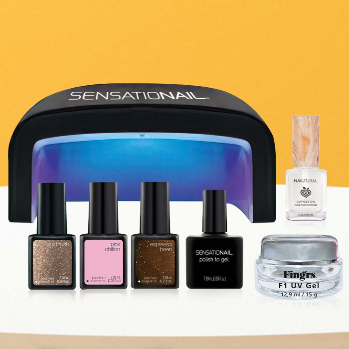 Kit unghii incepatori, Essential 2, kit oja semipermanenta cu lampa led unghii, 3 oje semipermanente, top coat, accesorii unghii Sensationail [2]