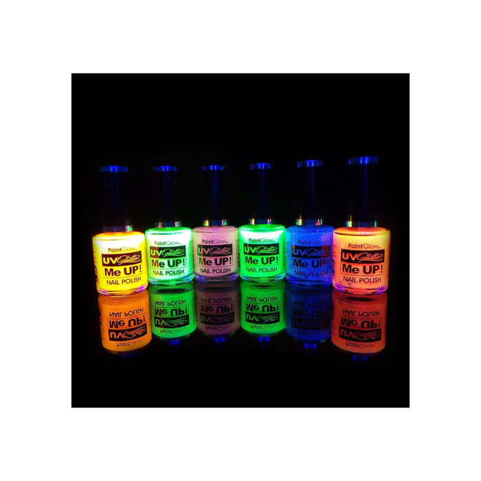 Lac de unghii cu sclipici, stralucitor in lumina UV, Glitter Me Up! UV, A39 Sherbet Lemon [3]