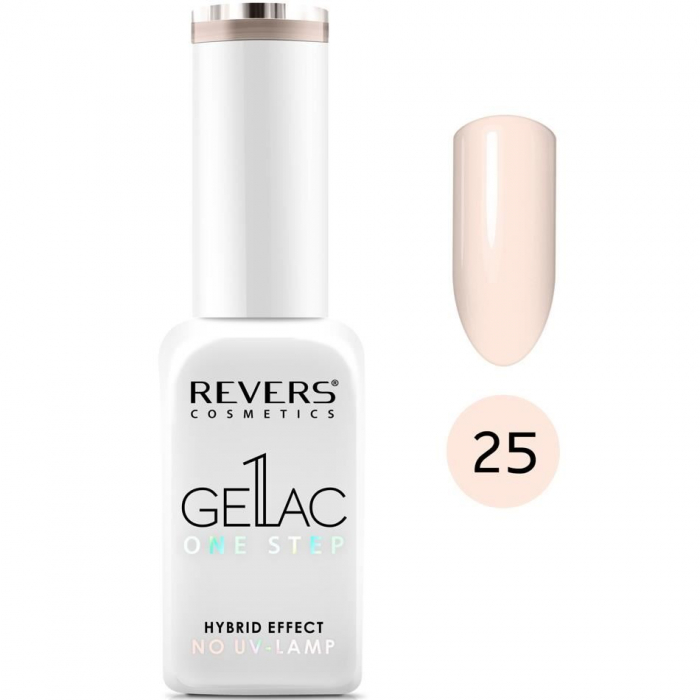 Lac de unghii Gellac 1 Step, Hybrid Effect, Non UV, Revers, 25 Crem nude, 10 ml [2]