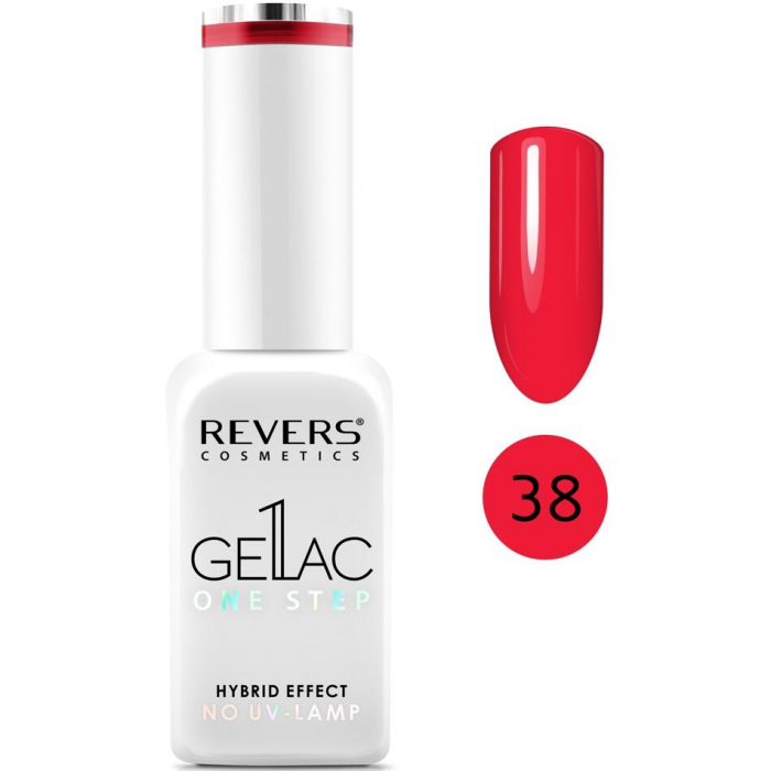 Lac de unghii Gellac 1 Step, Hybrid Effect, Non UV, Revers, 38 Rosu, 10 ml [2]