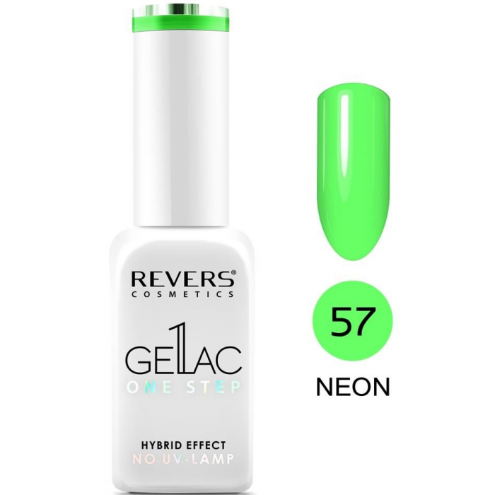 Lac de unghii Gellac 1 Step, Hybrid Effect, Non UV, Revers, 57 verde neon, 10 ml [2]