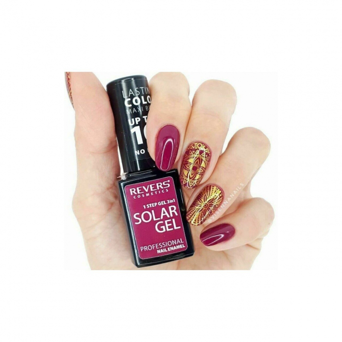 Lac de unghii Solar Gel, Revers, 12 ml, rosu inchis, nr 42, cherry lady [2]